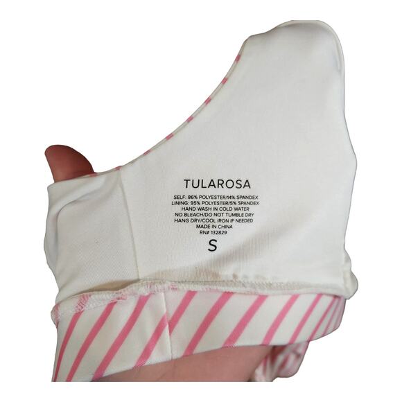 Tularosa Revolve Em Ruffed Bikini Top in Pink & White Stripe Swim Women's S - Picture 6 of 6